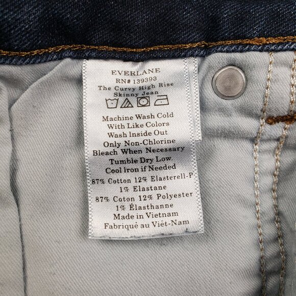 Everlane Dark The Curvy High-Rise Skinny Jean Size 28 Crop Dark Wash Slim - Picture 12 of 16